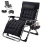 Καρέκλα VEVOR Zero Gravity, 33 ιντσών Zero Gravity Recliner Lounge Chair για εσωτερικούς και εξωτερικούς χώρους, Ρυθμιζόμενη καρέκλα Anti Gravity με μαξιλάρι, προσκέφαλο, υποπόδιο και ποτηροθήκη, 500 lbs, Μαύρο