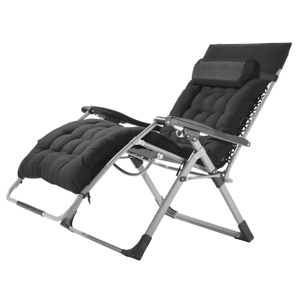 Καρέκλα VEVOR Zero Gravity, 33 ιντσών Zero Gravity Recliner Lounge Chair για εσωτερικούς και εξωτερικούς χώρους, Ρυθμιζόμενη καρέκλα Anti Gravity με μαξιλάρι, προσκέφαλο, υποπόδιο και ποτηροθήκη, 500 lbs, Μαύρο