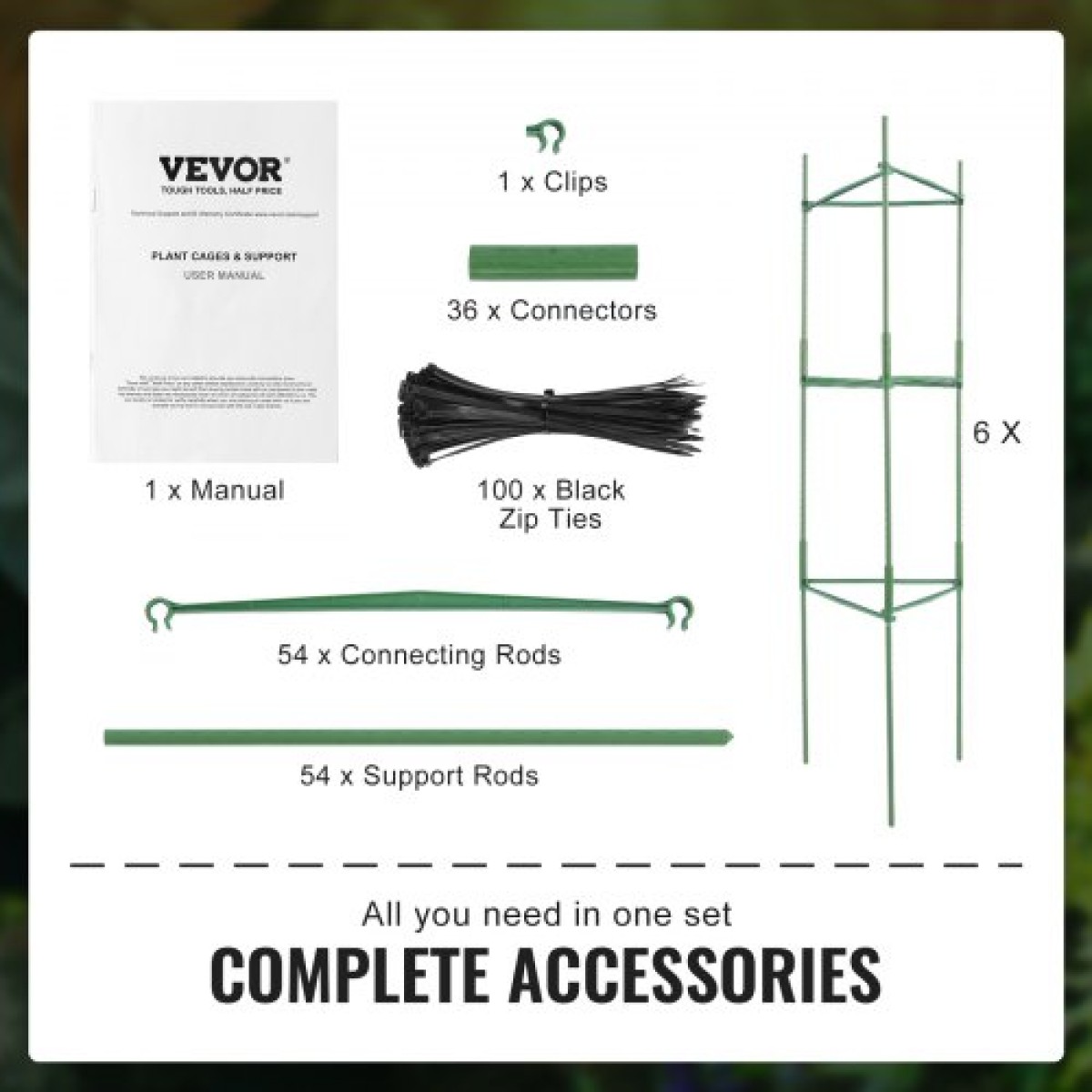 VEVOR 6 Packs Κλουβιά ντομάτας για κήπο, 48 ιντσών Tomato Trellis Plant Stakes Support, Stackable Tall Plant Support Cage, για υπερυψωμένο κρεβάτι κήπου, λαχανικά λουλούδια και αναρριχώμενα φυτά
