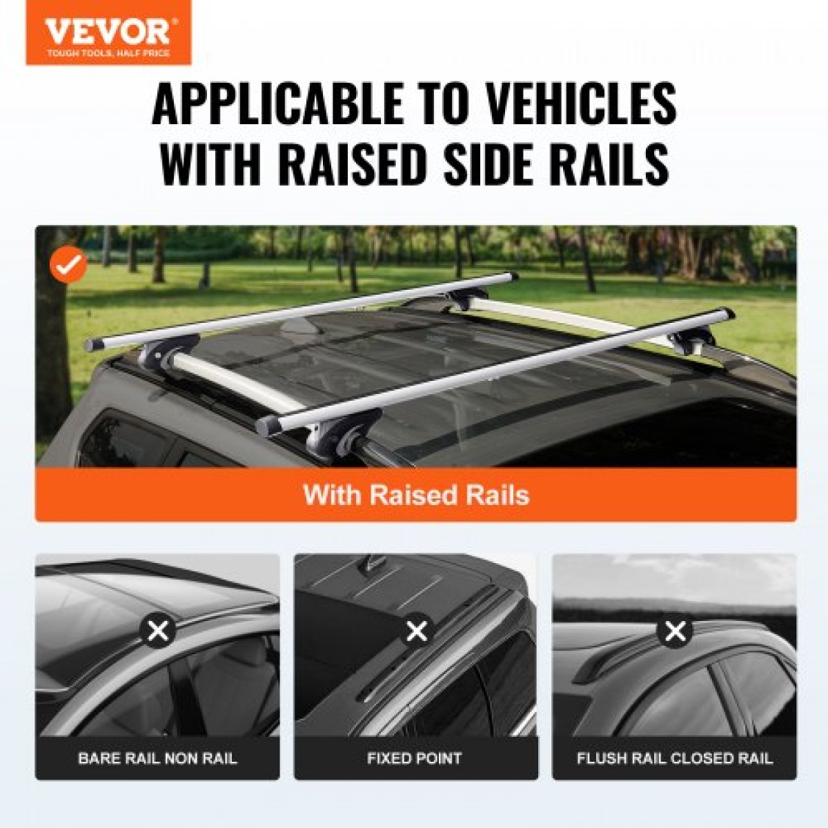VEVOR Universal Roof Rack Crossbar 119,9 cm μήκος για όχημα με υπερυψωμένη πλαϊνή ράγα