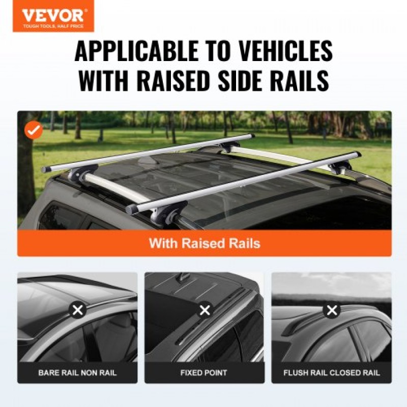 VEVOR Universal Roof Rack Crossbar 119,9 cm μήκος για όχημα με υπερυψωμένη πλαϊνή ράγα