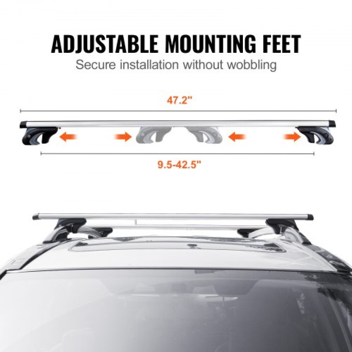 VEVOR Universal Roof Rack Crossbar 119,9 cm μήκος για όχημα με υπερυψωμένη πλαϊνή ράγα