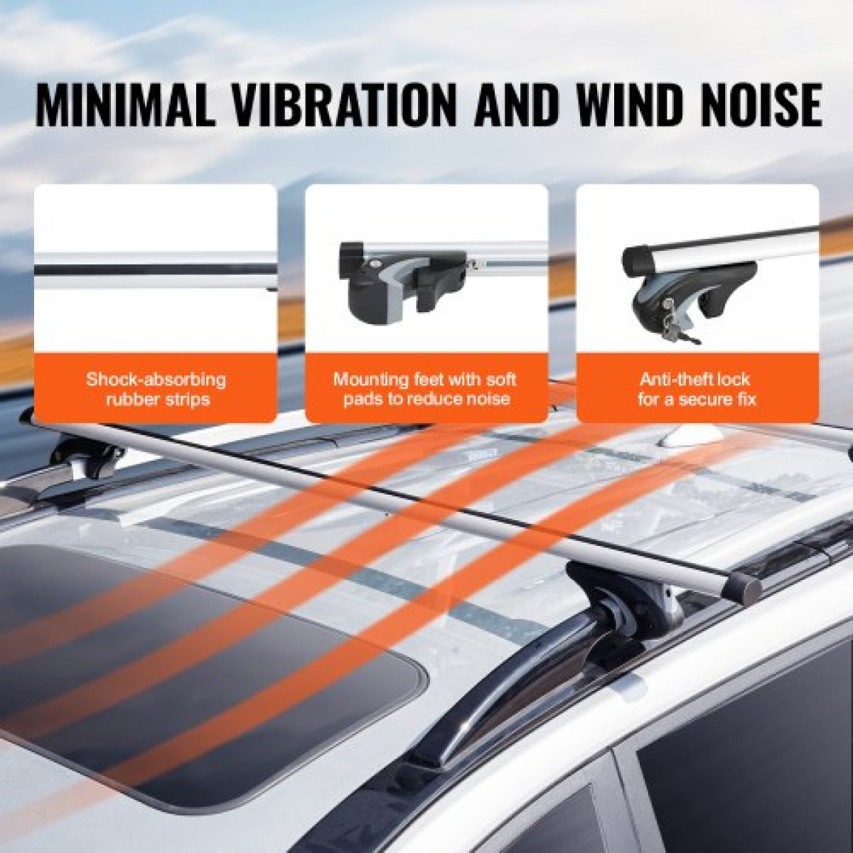 VEVOR Universal Roof Rack Crossbar 119,9 cm μήκος για όχημα με υπερυψωμένη πλαϊνή ράγα