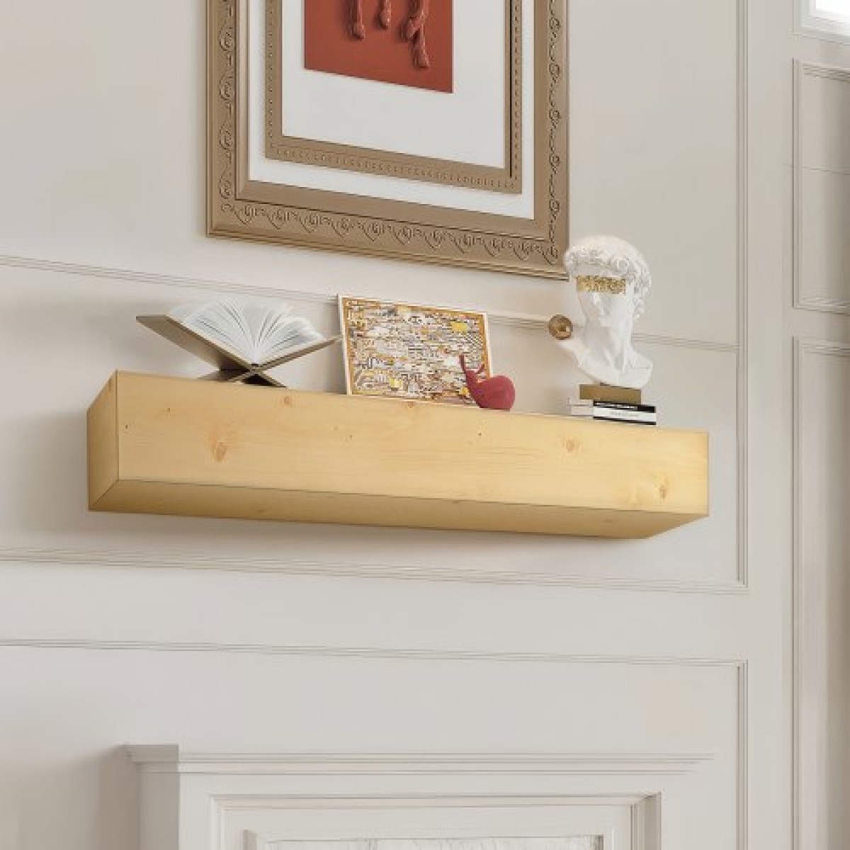 Επάνδυση τζακιού VEVOR, 60" x 8" x 6", χωρητικότητα βάρους 50 λίβρες, κάλυμμα από φυσικό ξύλο για πάνω από τζάκι, επιτοίχιο πλωτό ράφι αγροικίας, χειροποίητο ξύλινο μαντήλι για διακόσμηση τοίχων, ρουστίκ φυσικό