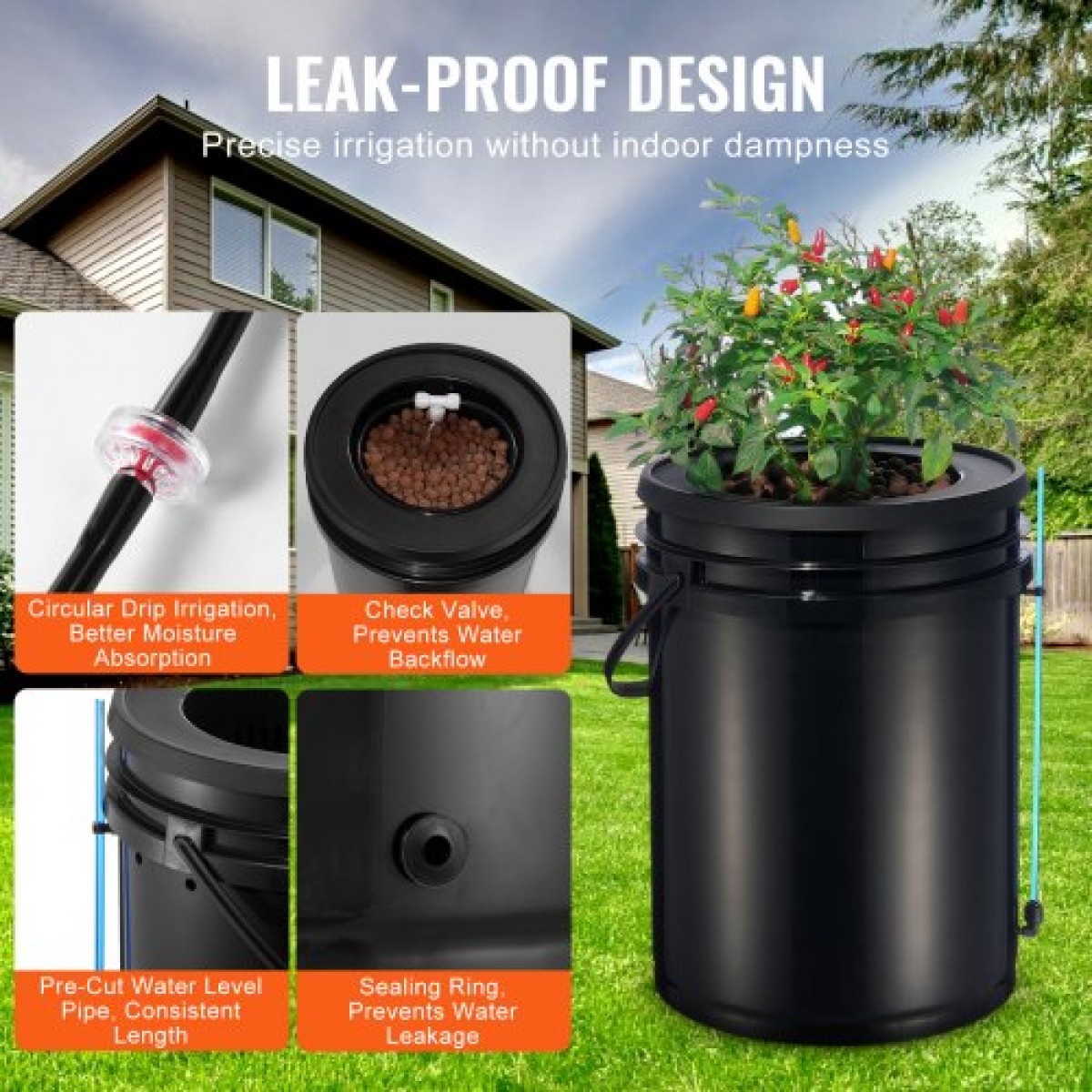VEVOR DWC Hydroponics Grow System, Hydroponic Growing System with Top Drip Kit, Deep Water Culture 5-Gallon 4 Buckets, with Air Pump, Air Stones και Water Level Device for Leafy Lagetables