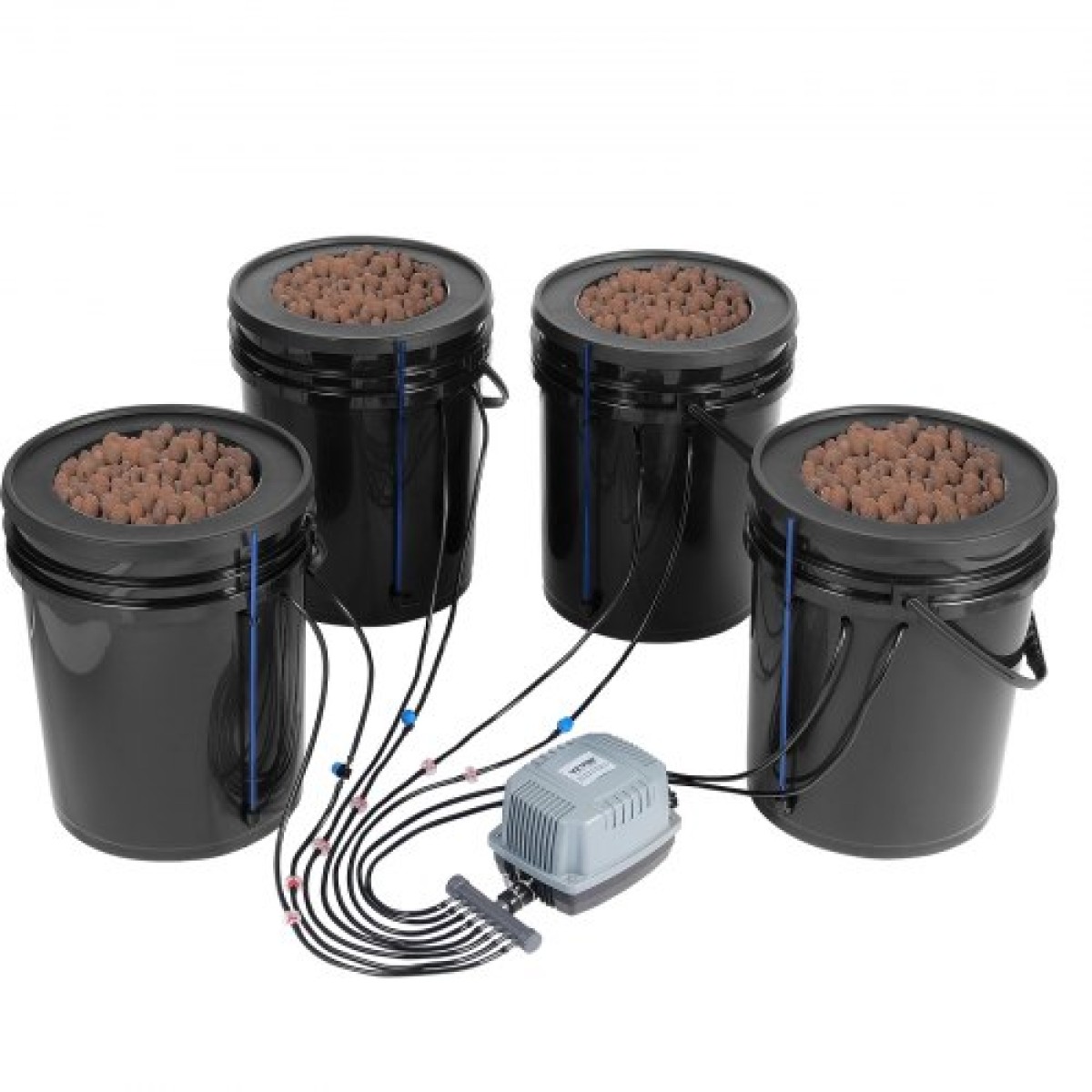 VEVOR DWC Hydroponics Grow System, Hydroponic Growing System with Top Drip Kit, Deep Water Culture 5-Gallon 4 Buckets, with Air Pump, Air Stones και Water Level Device for Leafy Lagetables