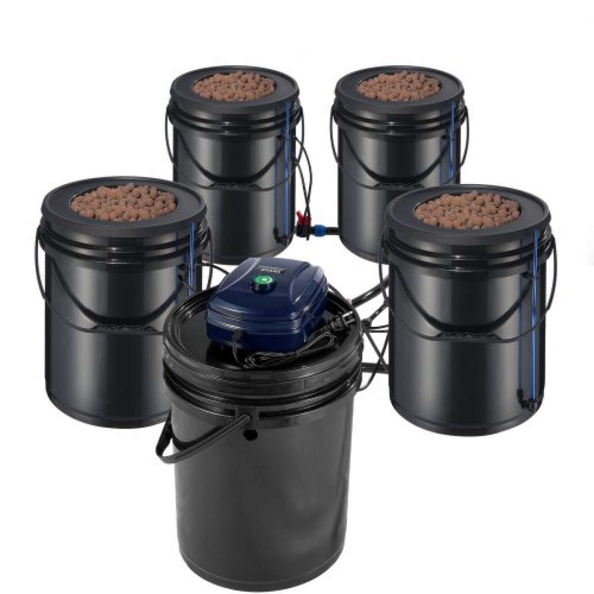VEVOR RDWC Hydroponics System Recirculating Deep Water Culture 4 Buckets 18,9 L