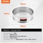 VEVOR Flour Sieve Fine Mesh, 12 Mesh Flour Sifter, 304 Stainless Steel Fine Mesh Sifter Food-grade, Dia.Διχτυωτές 12,6" για ψήσιμο, Διχτυωτή τρύπα 5 μεγεθών για Mungbean, ρύζι, αλεύρι, μαργαριτάρι σε σκόνη