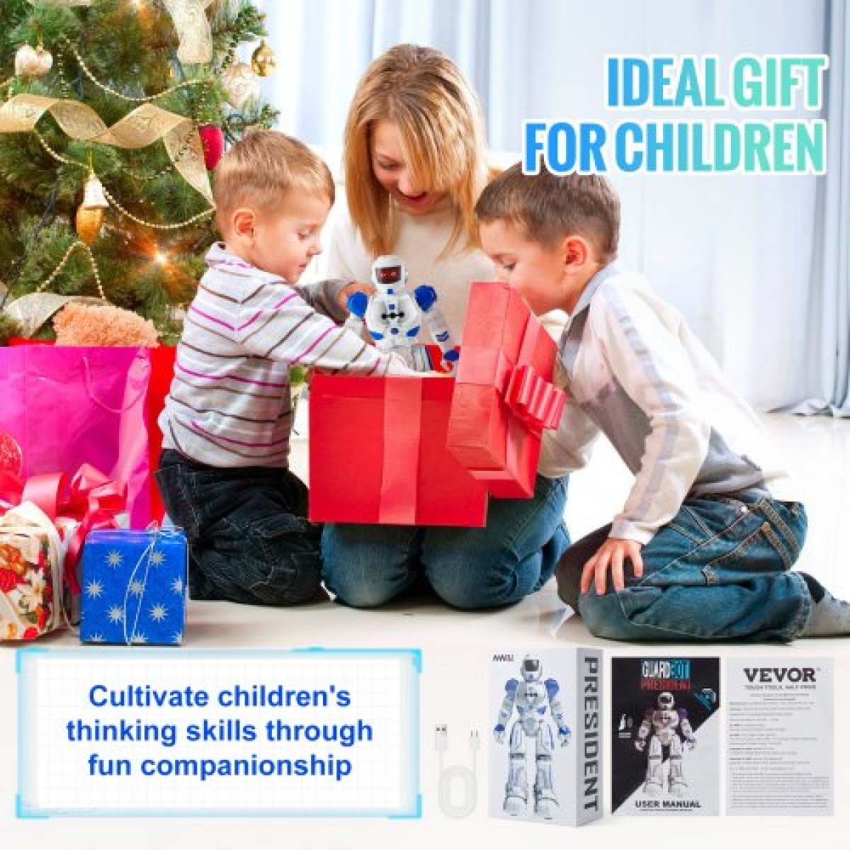 VEVOR RC Robot Toys for Children, Gesture Sensing Programmable Remote Control Smart Robot, Interactive Walking Singing Dancing Robot για Ηλικίες 3 4 5 6 7 8 10 12 ετών Δώρο γενεθλίων για αγόρια κορίτσια