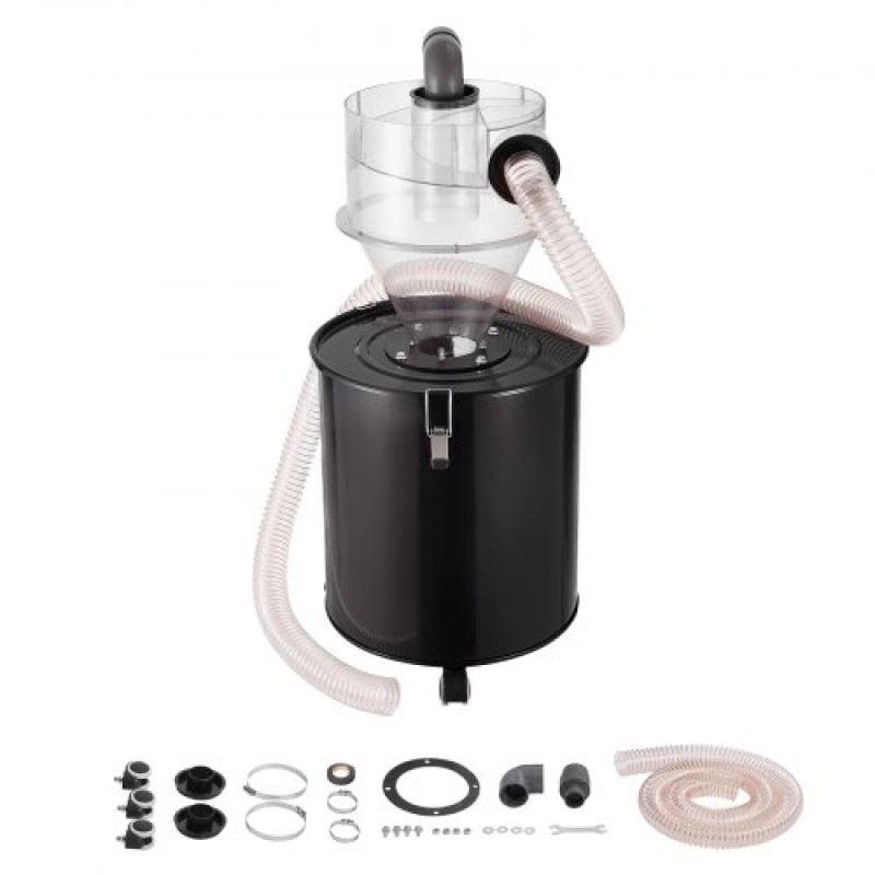 VEVOR Cyclone Dust Separator with Metal Tank, 4" Retrofit Cyclone Separator for Dust Collectors, ABS Dust Support With 2" Hole O.D.Σύνδεσμος & σωλήνας για υγρές/στεγνές ηλεκτρικές σκούπες καταστήματος, Ταιριάζει σε δοχείο 50L