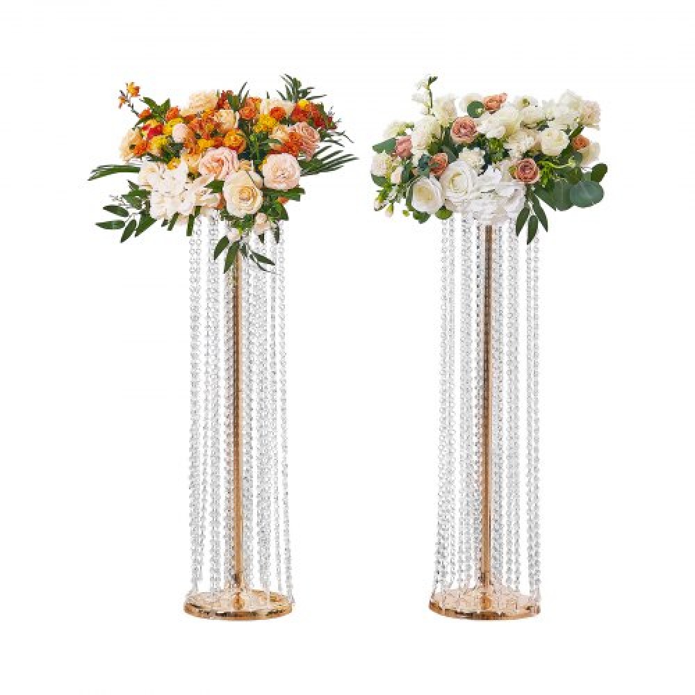 VEVOR 2PCS 35,43 ιντσών /90cm Ψηλός Κρυστάλλινος Γάμος Λουλούδια Βάζα, Πολυτελή Κεντρικά Βάζα Λουλούδια Κρυστάλλινο Χρυσό Βάζο Μεταλλικό, Ιδανικό για Τελετή Τελετής Γαμήλιο πάρτι T-stage Dinner Event Ξενοδοχείο Διακόσμηση σπιτιού