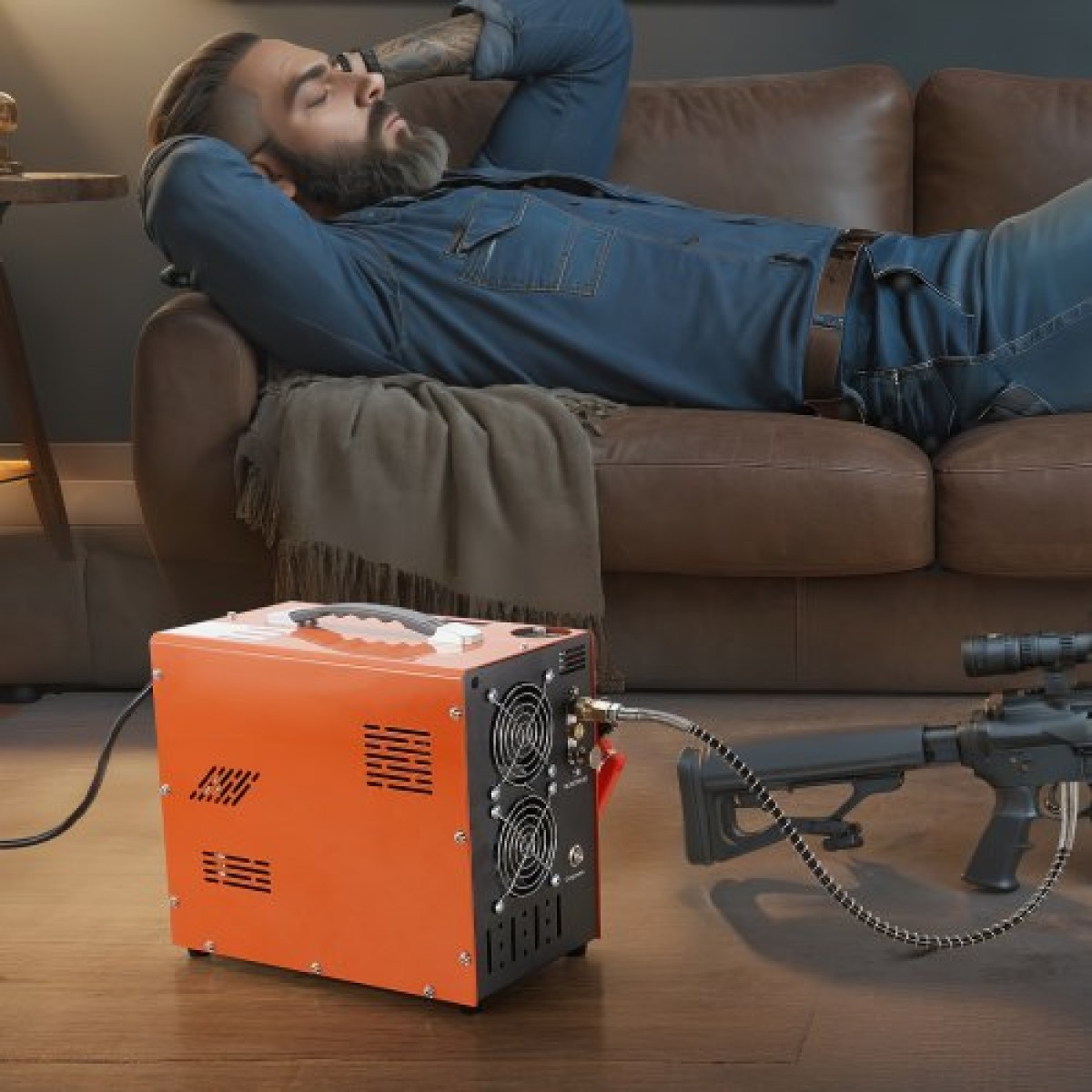 VEVOR PCP Air Compressor, 4500PSI/30Mpa Portable PCP Airgun Compressor με ενσωματωμένο μετατροπέα ισχύος, Auto-Stop |DC12V/AC230V |Αντλία συμπιεστή αεροβόλου, Paintball και Scuba Tank χωρίς λάδι και νερό