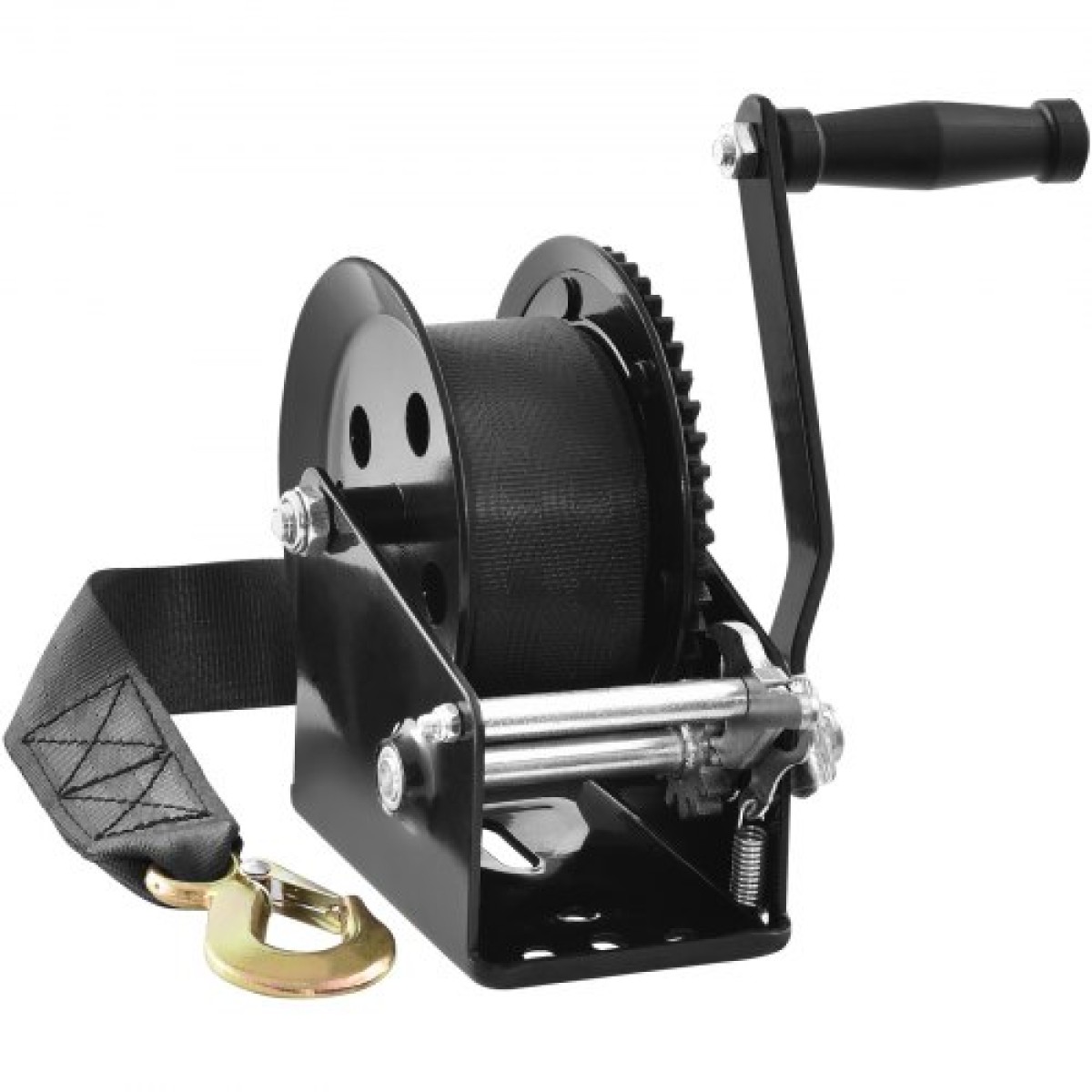 Βαρούλκο χειρός VEVOR, χωρητικότητα έλξης 725,7 kg, Βαρούλκο ρυμουλκούμενο σκάφους Βαρούλκο βαρέως τύπου σχοινιού με ιμάντα 1005,8 cm από πολυεστέρα και καστάνια διπλής κατεύθυνσης, χειροκίνητο βαρούλκο με μανιβέλα για ρυμούλκηση ρυμουλκούμενου, σκάφους ή
