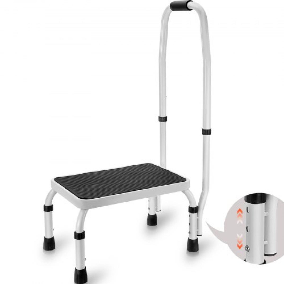 Σκαμπό VEVOR Step 1-Step χωρητικότητας 150 KG, 3 Ρυθμιζόμενο ύψος με Χειρολαβή Steel Ladder, Φορητά σκαμπό για παιδιά για ενήλικες, Αντιολισθητικές στιβαρές σκάλες για γραφείο, RV, κατοικίδια