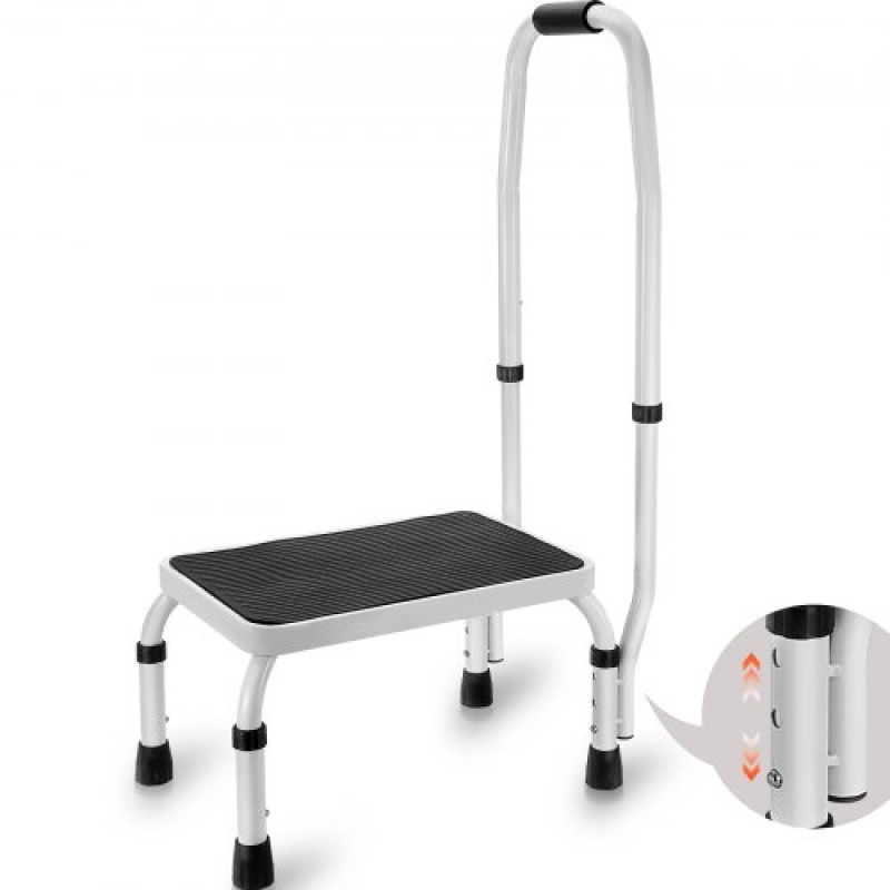 Σκαμπό VEVOR Step 1-Step χωρητικότητας 150 KG, 3 Ρυθμιζόμενο ύψος με Χειρολαβή Steel Ladder, Φορητά σκαμπό για παιδιά για ενήλικες, Αντιολισθητικές στιβαρές σκάλες για γραφείο, RV, κατοικίδια