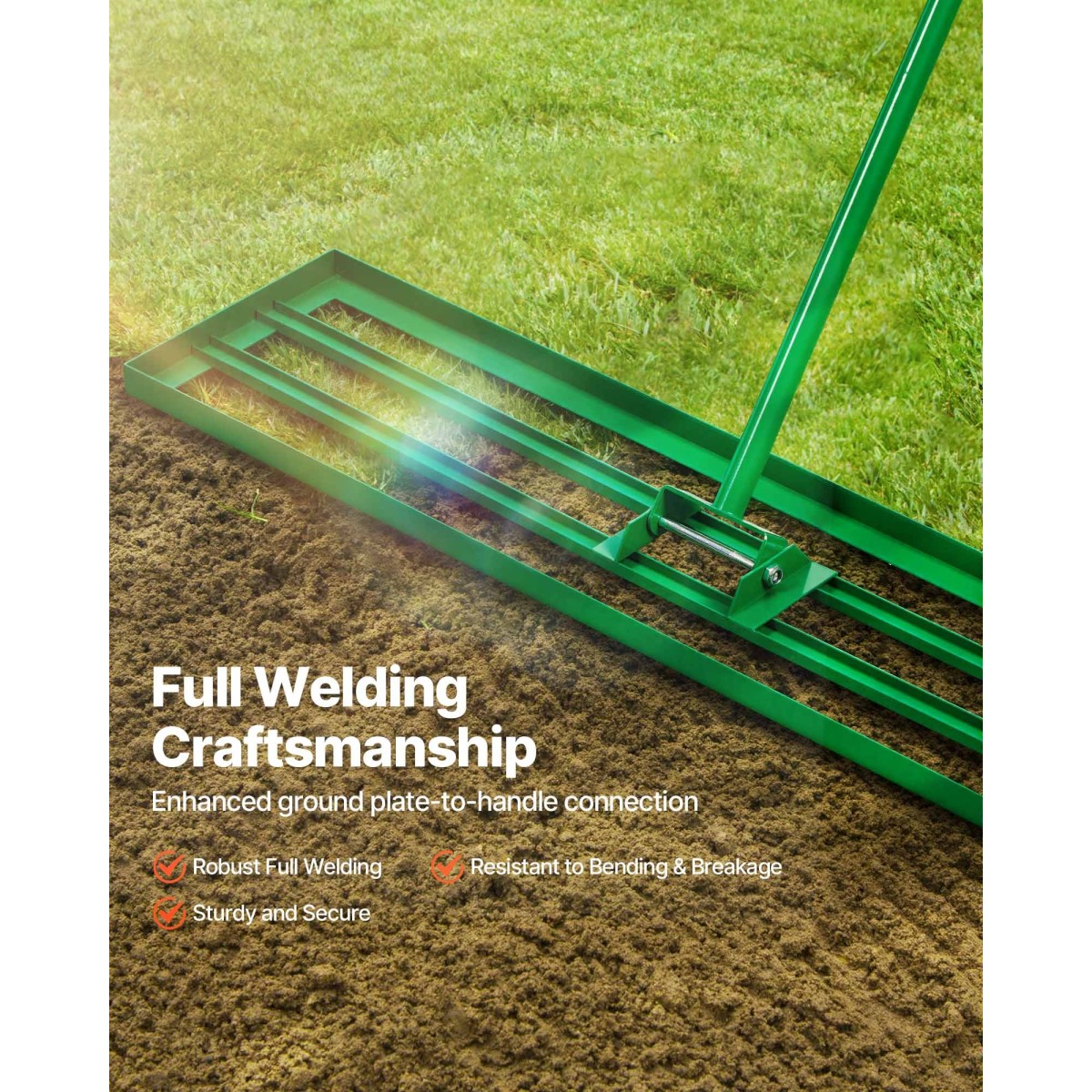 VEVOR Lan Leveling Rake, 48"x10" Level Lawn Tool, Heavy-dty Leveler Lawn with 78" Steel Extented Hand, Yard level Rake Dress for Garden, Golf Lawn, Farm