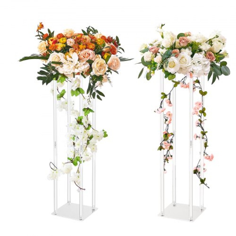 VEVOR 2PCS 31,5 ιντσών/80 εκ. Σταντ για λουλούδια γάμου, με ακρυλικό laminate, ακρυλικό βάζο με στήλη γεωμετρικά στηρίγματα στο κέντρο, φλοράλ ράφι για δεξίωση εκδηλώσεων T-Stage, Διακόσμηση για πάρτι σπιτιού