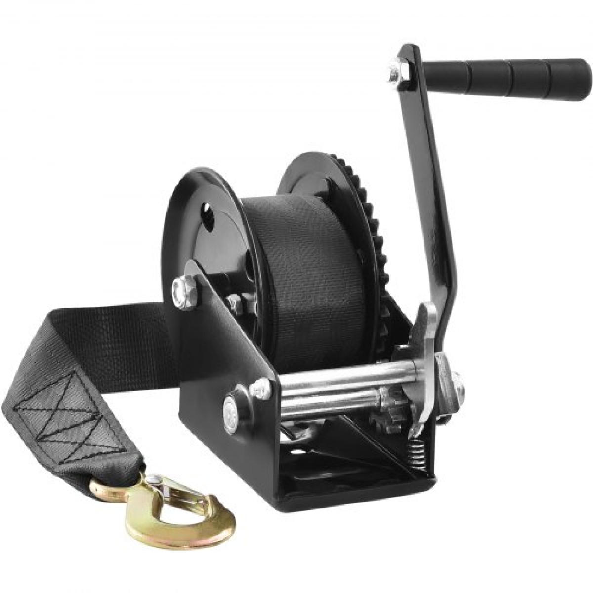 Βαρούλκο χειρός VEVOR, χωρητικότητα έλξης 544,3 kg, Βαρούλκο ρυμουλκούμενου σκάφους Στρόφαλο βαρέως τύπου σχοινιού με ιμάντα πολυεστέρα 701 cm και καστάνια διπλής κατεύθυνσης, χειροκίνητο βαρούλκο με μανιβέλα για ρυμούλκηση τρέιλερ, σκάφους ή ATV