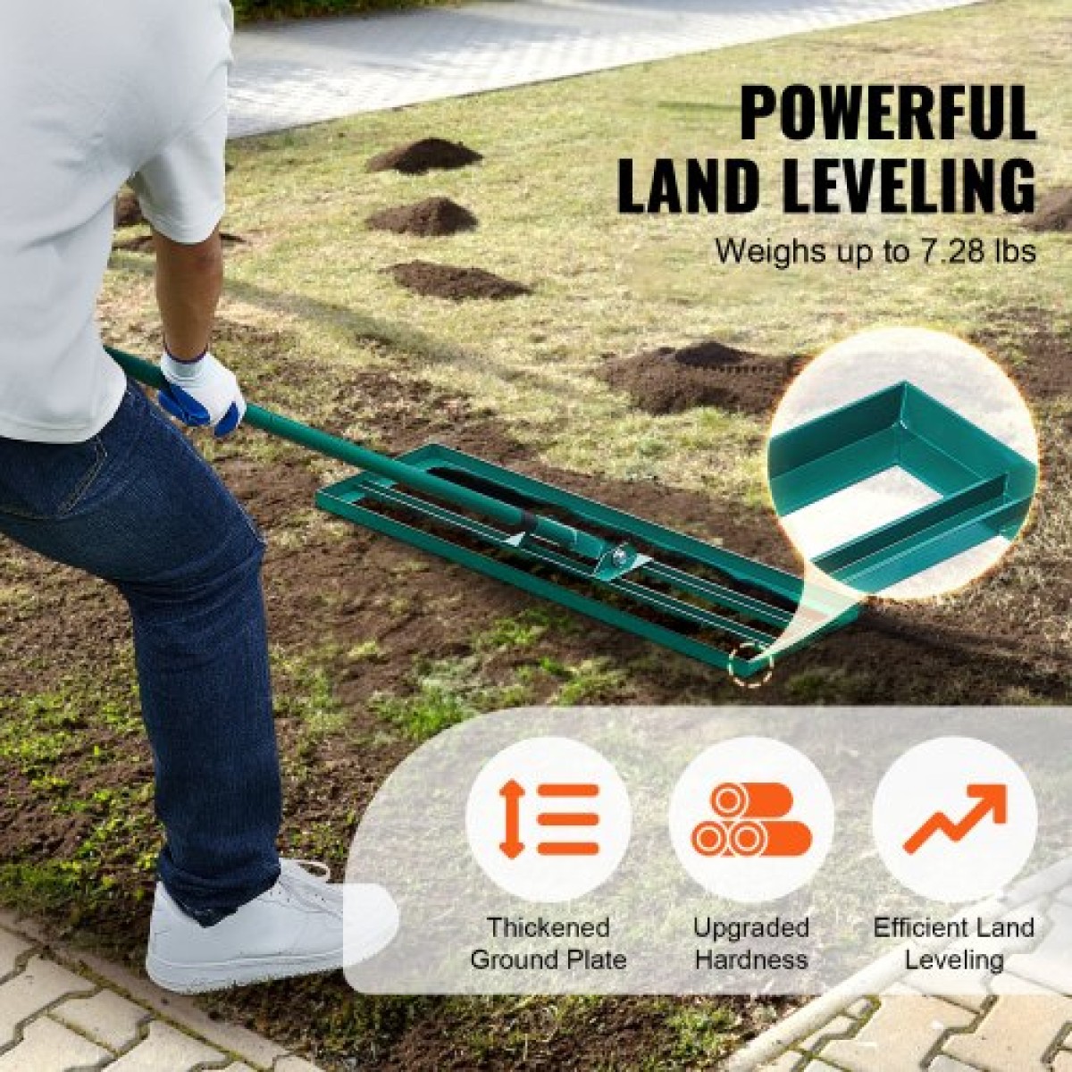 VEVOR Lan Leveling Rake, Εργαλείο γκαζόν επιπέδου 30"x10", Επίπεδο γκαζόν βαρέως τύπου με ατσάλινη εκτεταμένη λαβή 78", Στολή ισοπεδωτική τσουγκράνα αυλής για κήπο, γκαζόν γκολφ, αγρόκτημα