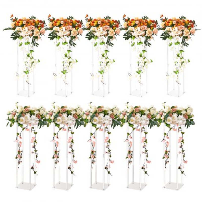 VEVOR 10PCS 23,6 ιντσών/60 εκ. Υψηλό σταντ για λουλούδια γάμου, με ακρυλικό laminate, ακρυλικό βάζο με στήλη γεωμετρικά κεντρικά στάντ, φλοράλ ράφι οθόνης για δεξίωση εκδηλώσεων T-Stage, Διακόσμηση για πάρτι σπιτιού