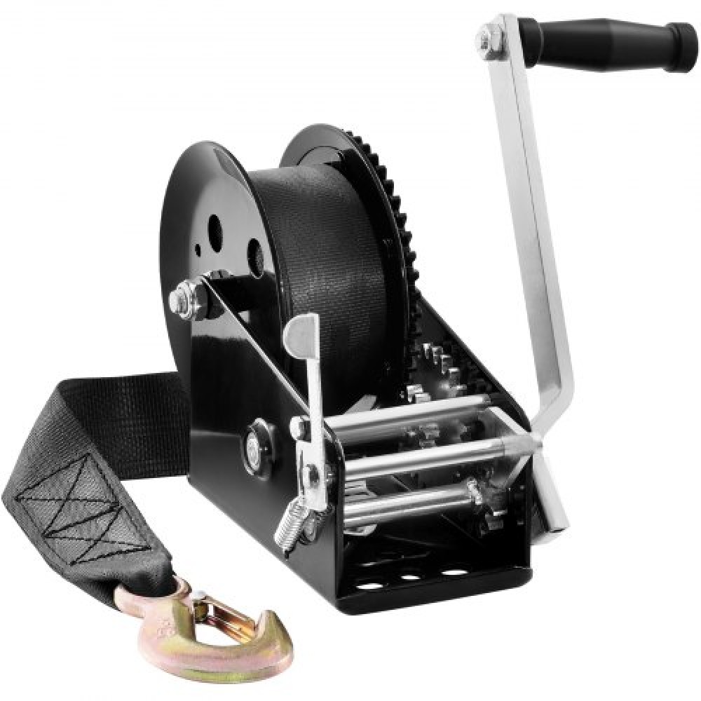 Βαρούλκο χειρός VEVOR, χωρητικότητα έλξης 1587,6 kg, Βαρούλκο ρυμουλκούμενου σκάφους Βαρούλκο βαρέως τύπου σχοινιού με ιμάντα πολυεστέρα 1005,8 cm και καστάνια διπλής κατεύθυνσης, χειροκίνητο βαρούλκο με μανιβέλα για ρυμουλκούμενο ρυμουλκούμενο, σκάφος ή 