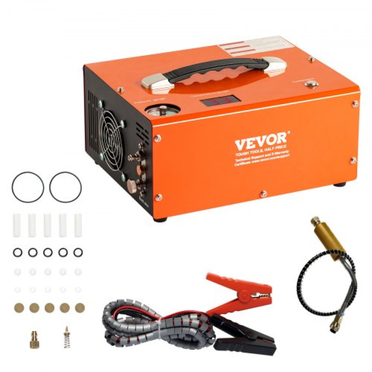 VEVOR PCP Air Compressor, 4500PSI Portable PCP Airgun Compressor με ενσωματωμένο μετατροπέα, Auto-Stop |DC12V/AC230V |Αντλία συμπιεστή δοχείου Paintball χωρίς λάδι και νερό για αεροβόλο τουφέκι, μπουκάλι κατάδυσης