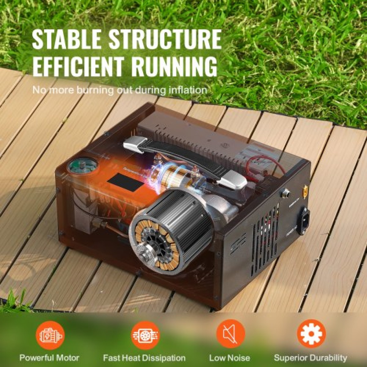 VEVOR PCP Air Compressor, 4500PSI Portable PCP Airgun Compressor με ενσωματωμένο μετατροπέα, Auto-Stop |DC12V/AC230V |Αντλία συμπιεστή δοχείου Paintball χωρίς λάδι και νερό για αεροβόλο τουφέκι, μπουκάλι κατάδυσης