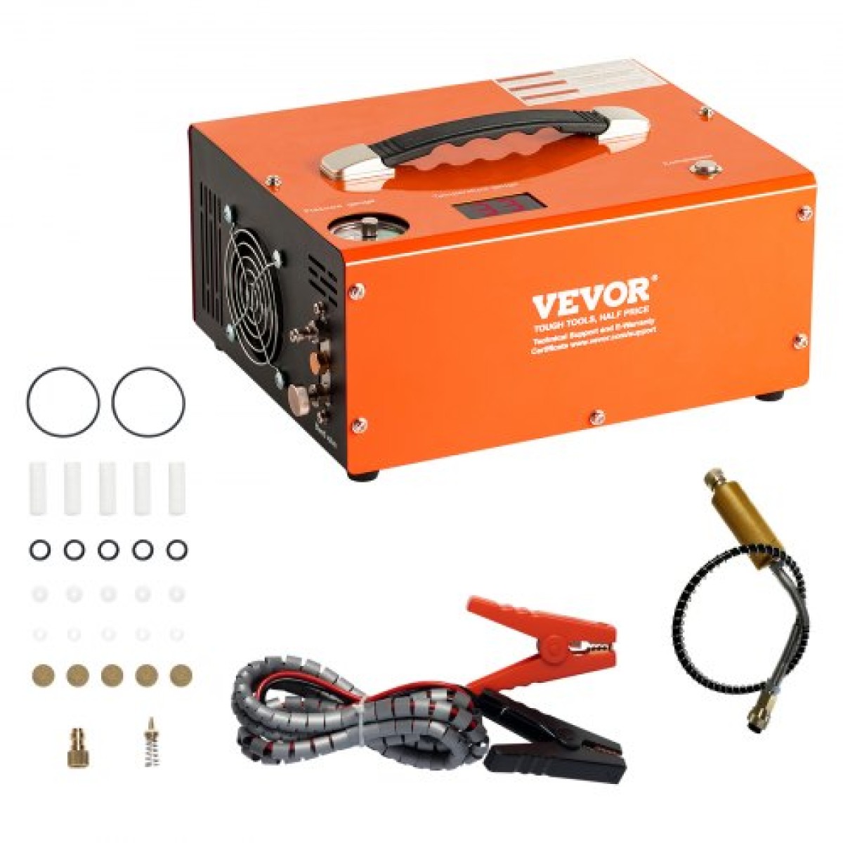 VEVOR PCP Air Compressor, 4500PSI Portable PCP Airgun Compressor με ενσωματωμένο μετατροπέα, Auto-Stop |DC12V/AC230V |Αντλία συμπιεστή δοχείου Paintball χωρίς λάδι και νερό για αεροβόλο τουφέκι, μπουκάλι κατάδυσης