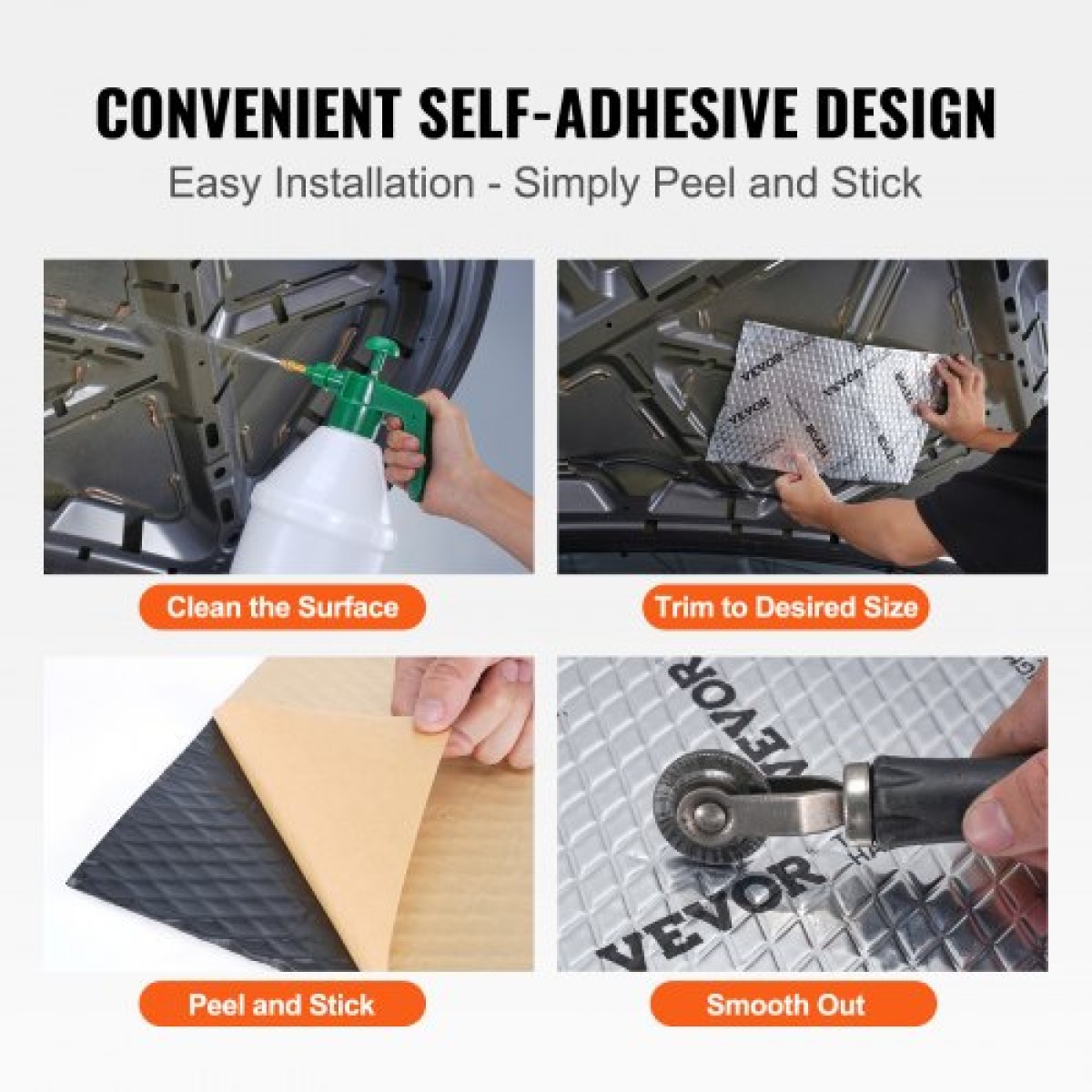 VEVOR Car Sound Deadening Mat, 50 mil 4,8sq.m Υλικό Ηχοαπόσβεσης Αυτοκινήτου, Βουτυλικό Υλικό Ηχοαπόσβεσης Αυτοκινήτων, Ηχομόνωση και Υλικό Απόσβεσης Δονήσεων για Αυτοκίνητο