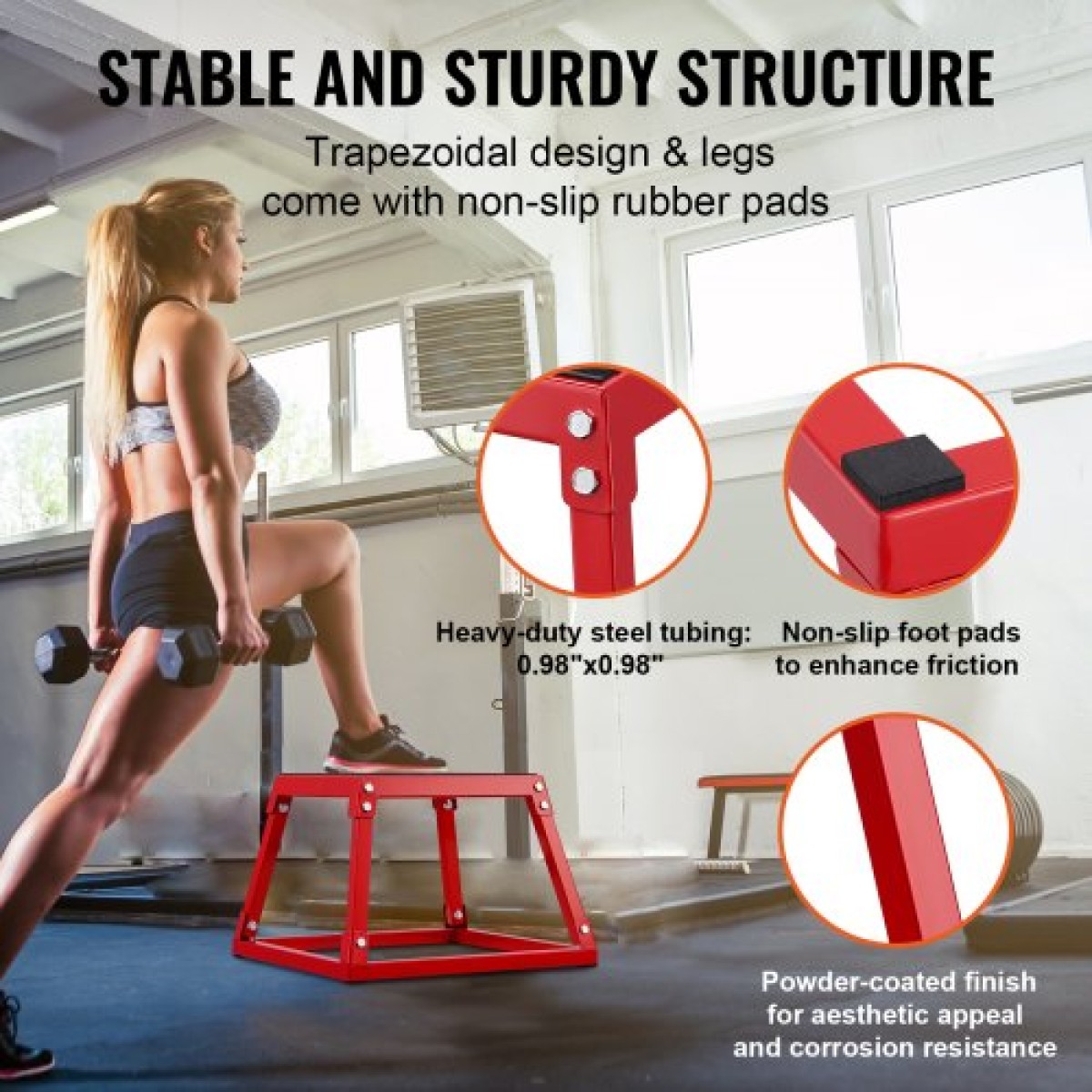 VEVOR Plyometric Jump Box, 12 Inch Plyo Box, Steel Plyometric Platform and Jumping Agility Box, Anti-slip Fitness Step Up Box for Home Gym Training, Conditioning Strength Training, Κόκκινο