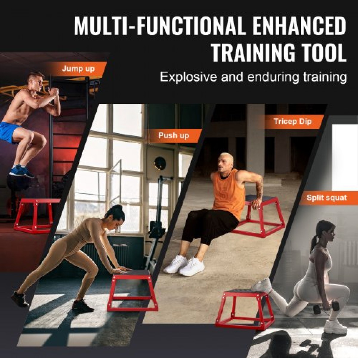 VEVOR Plyometric Jump Box, 12 Inch Plyo Box, Steel Plyometric Platform and Jumping Agility Box, Anti-slip Fitness Step Up Box for Home Gym Training, Conditioning Strength Training, Κόκκινο