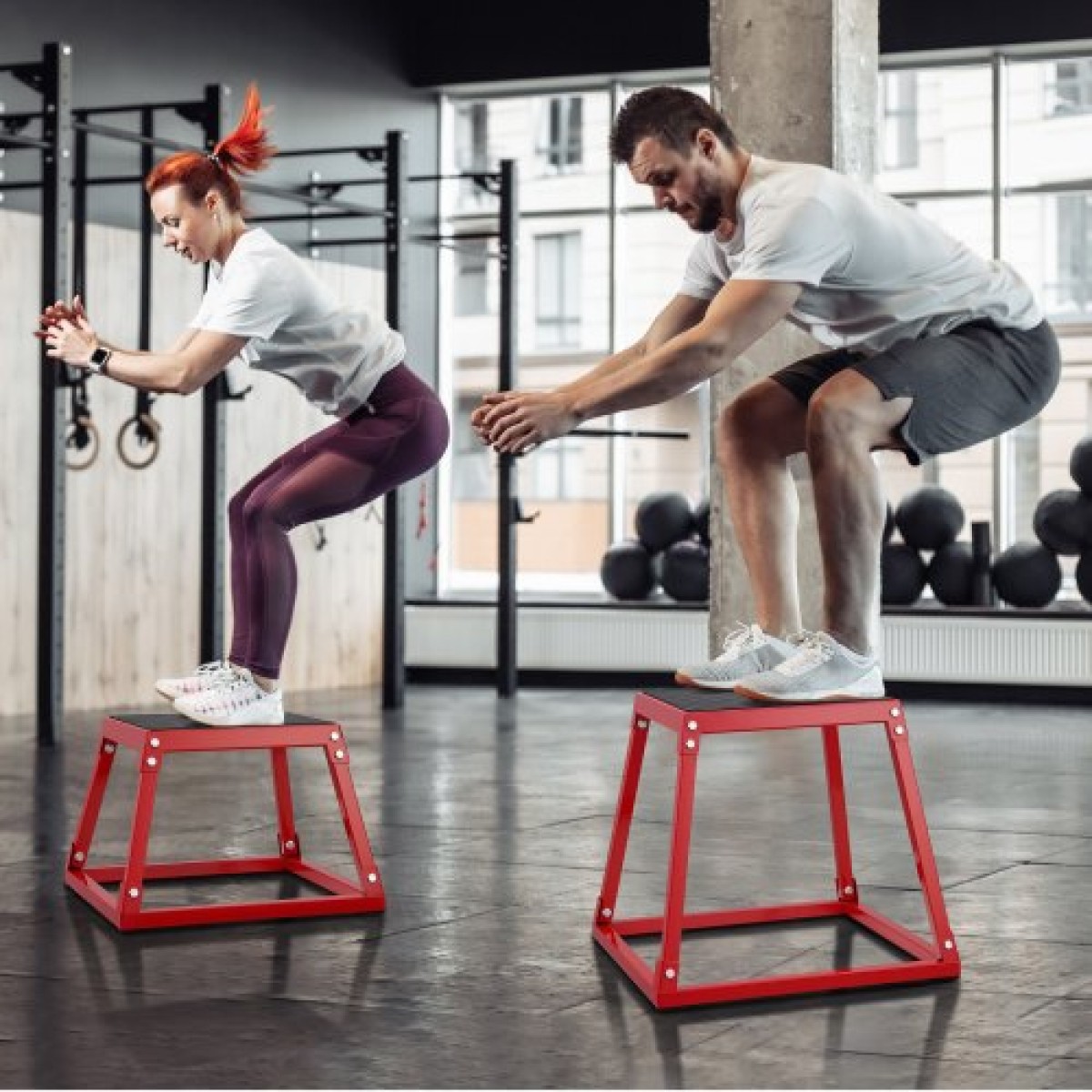 VEVOR Plyometric Jump Box, 12 Inch Plyo Box, Steel Plyometric Platform and Jumping Agility Box, Anti-slip Fitness Step Up Box for Home Gym Training, Conditioning Strength Training, Κόκκινο