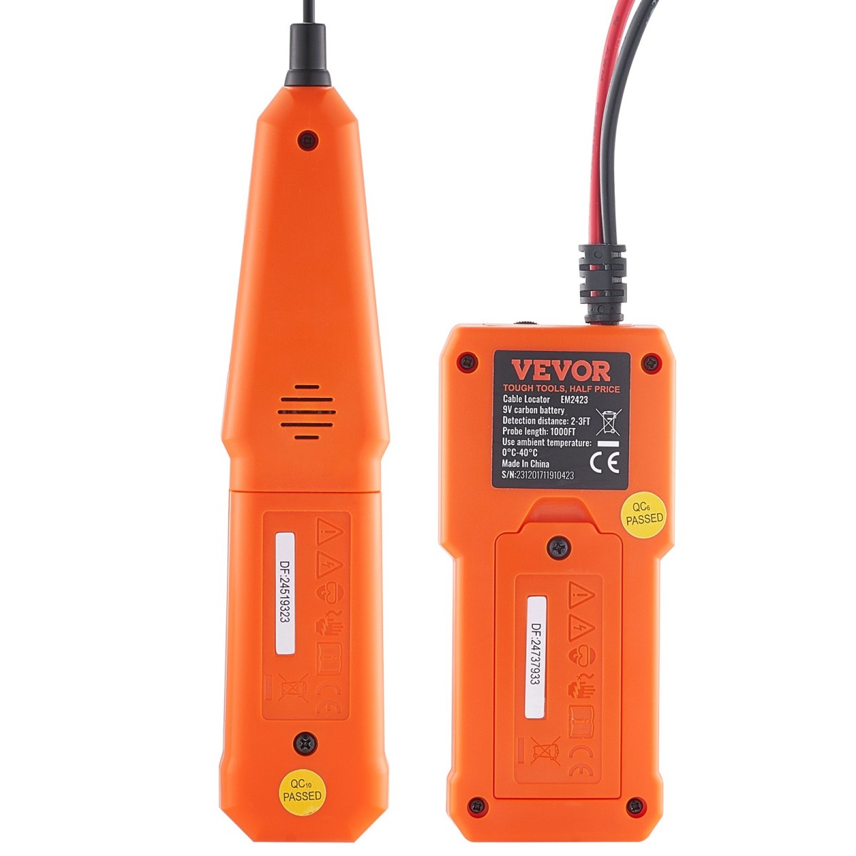 VEVOR Underground Cable Locator, 3 FT Max.Detection Depth, Wire Tracer Break Detector Finder with Earphone, 1000 FT Max.Detection Length Tester for Pet Fence Buried Sprinkler Valve Irigation