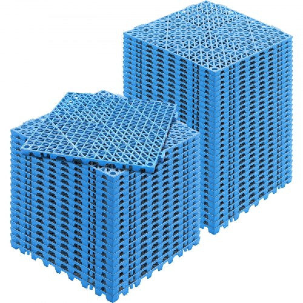 VEVOR Modular Interlocking Cushion, 50 Pack 30 x 30 cm Splicing Drinage Mats, Μαλακό PVC Πλακάκια δαπέδου αποχέτευσης, Αντιολισθητικές οπές αποστράγγισης για τουαλέτα, Μπάνιο, Κουζίνα, Πισίνα, Υγρό Χώρο, Μπλε