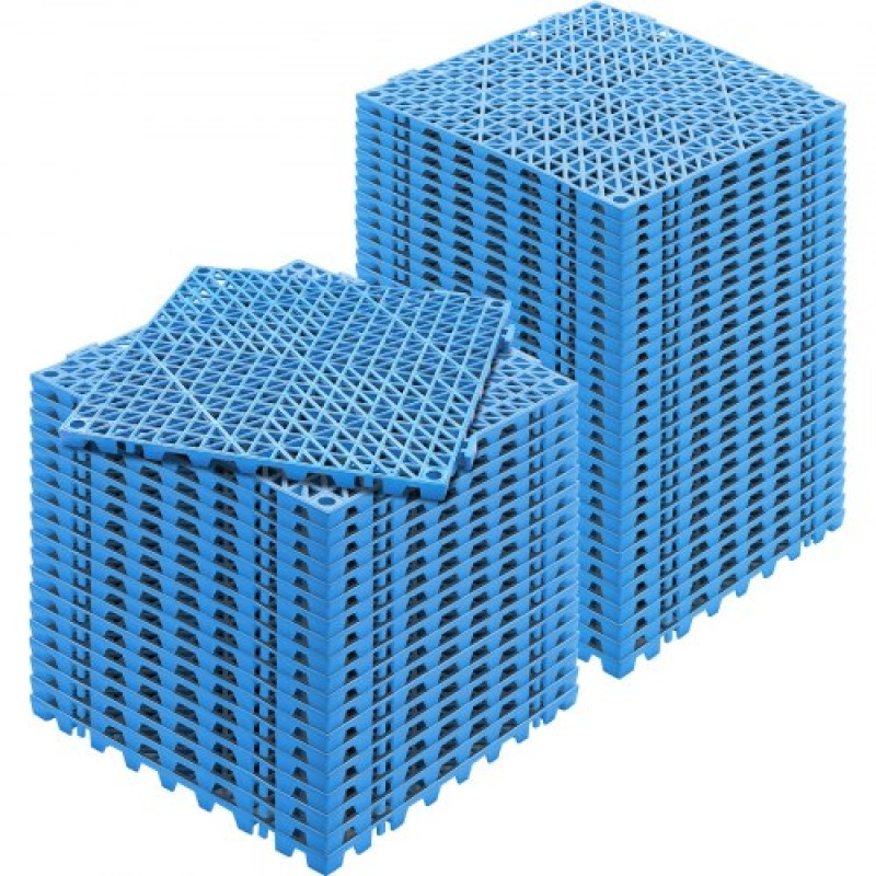 VEVOR Modular Interlocking Cushion, 50 Pack 30 x 30 cm Splicing Drinage Mats, Μαλακό PVC Πλακάκια δαπέδου αποχέτευσης, Αντιολισθητικές οπές αποστράγγισης για τουαλέτα, Μπάνιο, Κουζίνα, Πισίνα, Υγρό Χώρο, Μπλε
