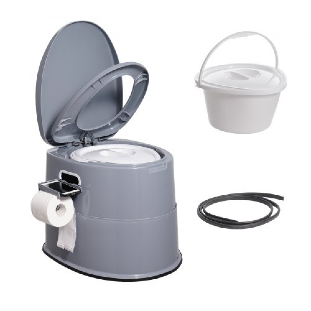 VEVOR Φορητή Τουαλέτα για Κάμπινγκ, Porta Potty με αποσπώμενο εσωτερικό κάδο 1,3 Gal & αφαιρούμενη θήκη χαρτιού, κομοδίνα με διπλά καπάκια, τουαλέτα ταξιδιού για ενήλικες Παιδιά Υπαίθριο αυτοκίνητο κάμπινγκ Long Road Trips