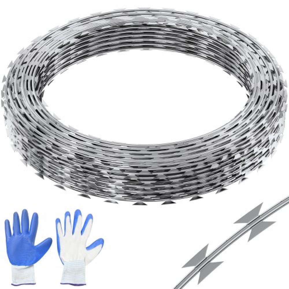 VEVOR Razor Wires, 75 m Razor Barbed Wire, 5 Rolls Razor Wire Περίφραξη Razor Fence, Razor Ribbon Razor Wire Galvanized Razor Wire Fence, Rolls Razor Wire for Garden