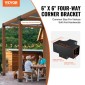 Σετ βραχίονα πέργκολας VEVOR 6''x6''(Εσωτερικό μέγεθος 5,6x5,6), 2 τμχ γωνιακό στήριγμα 4-Way Heavy Duty Woodworks DIY Post Base Kit, Ξύλινα δοκάρια εύκολης εγκατάστασης για κιόσκια, πέργκολες βεράντας, ξύλινη καμπίνα εξωτερικού χώρου