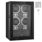 VEVOR Watch Winder, Watch Winder για 4 ανδρικά και γυναικεία αυτόματα ρολόγια, με 4 εξαιρετικά αθόρυβα ιαπωνικά μοτέρ Mabuchi, μπλε φως LED και αντάπτορα, κέλυφος πλακέτας υψηλής πυκνότητας και μαύρο PU