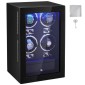 VEVOR Watch Winder, Watch Winder για 4 ανδρικά και γυναικεία αυτόματα ρολόγια, με 4 εξαιρετικά αθόρυβα ιαπωνικά μοτέρ Mabuchi, μπλε φως LED και αντάπτορα, κέλυφος πλακέτας υψηλής πυκνότητας και μαύρο PU
