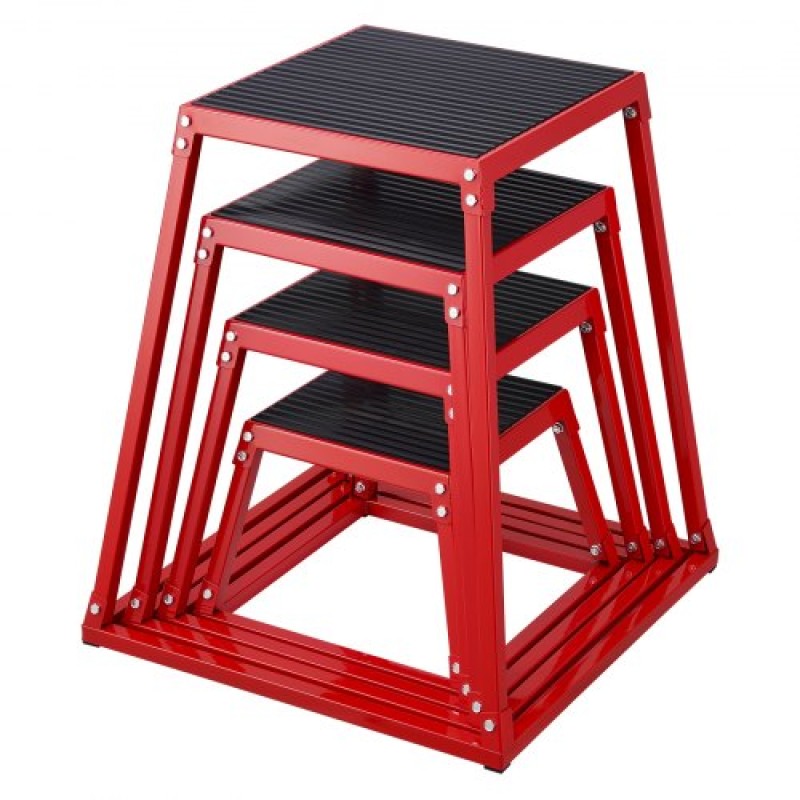 VEVOR Plyometric Jump Boxes, 12/18/24/30 Inch Plyo Box, Platform and Jumping Agility Box, Anti-slip Fitness Exercise Step Up Box for Home Gym Training, Conditioning Strength Training, Κόκκινο