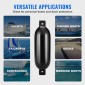 VEVOR Boat Fenders, 8,5" x 26" Boat Prampers for Docking, Φουσκωτό ραβδωτό φτερό με κεντρικές τρύπες, Marine Boat Dock Fender Fender με αντλία αέρα, 4 βελόνες και 4 σχοινιά και τσάντα αποθήκευσης, μαύρο