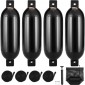 VEVOR Boat Fenders, 8,5" x 26" Boat Prampers for Docking, Φουσκωτό ραβδωτό φτερό με κεντρικές τρύπες, Marine Boat Dock Fender Fender με αντλία αέρα, 4 βελόνες και 4 σχοινιά και τσάντα αποθήκευσης, μαύρο