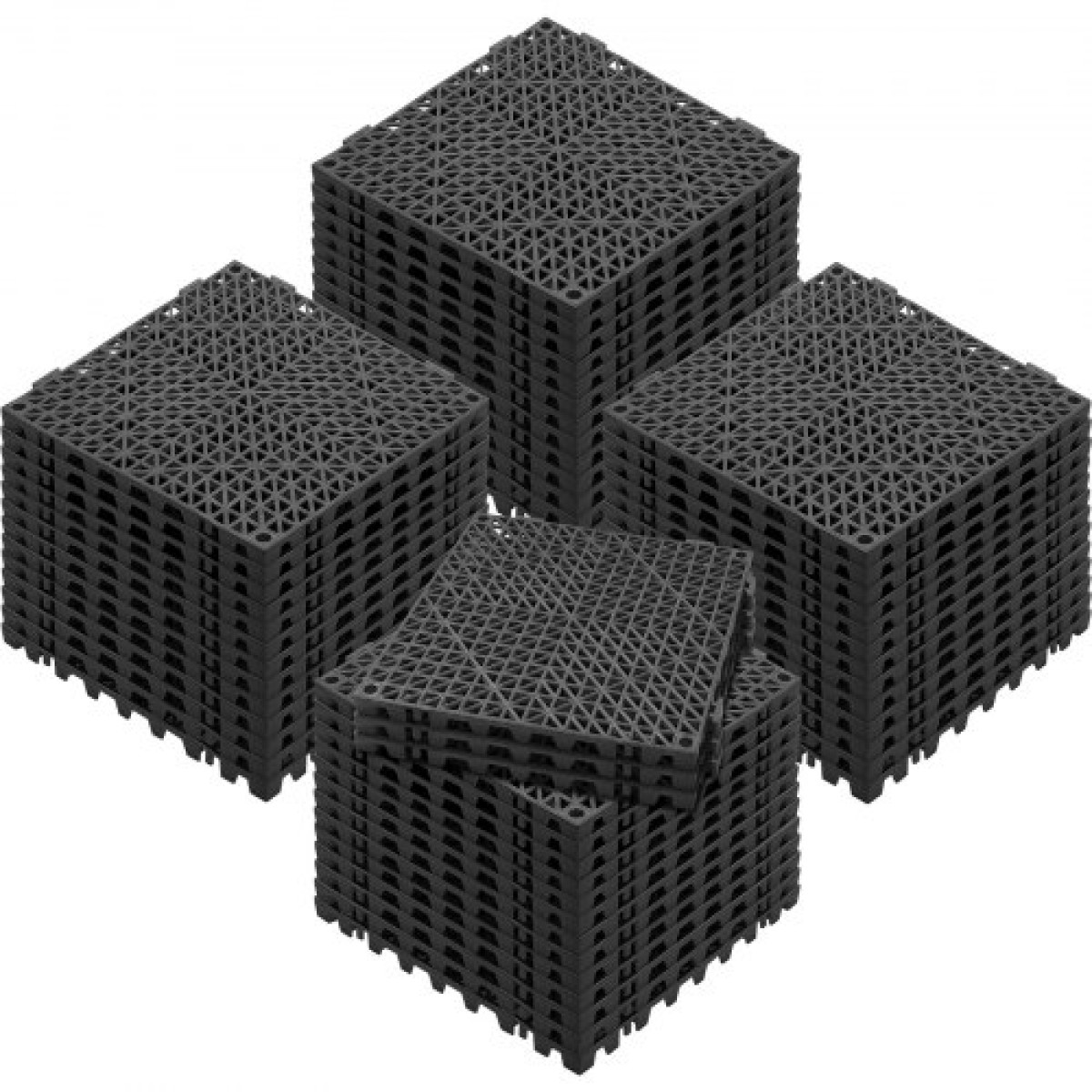 VEVOR Modular Interlocking Cushion, 55 Pack 30 x 30 cm Splicing Drinage Mats, Soft PVC Interlocking Drainage Plakas, Αντιολισθητικές οπές αποστράγγισης για τουαλέτα, μπάνιο, κουζίνα, πισίνα, υγρό, μαύρο