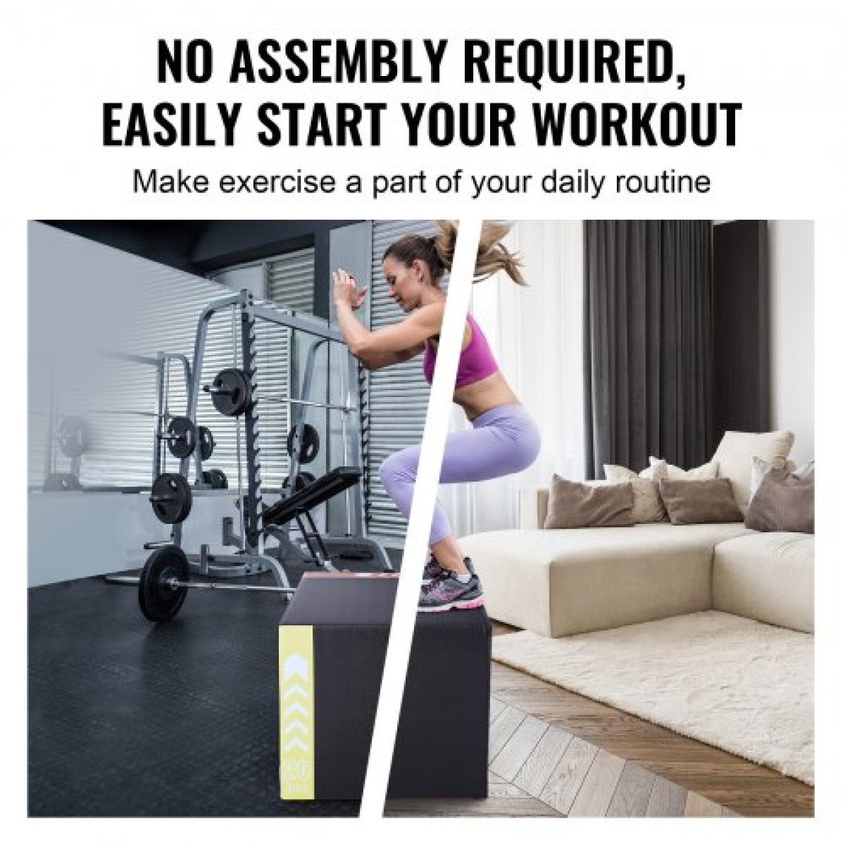 VEVOR 3 σε 1 Plyometric Jump Box, 30/24/20 Inch Cotton Plyo Box, Platform & Jumping Agility Box, Anti-slip Fitness Step Up Box for Home Gym Training, Conditioning Strength Training, Μαύρο