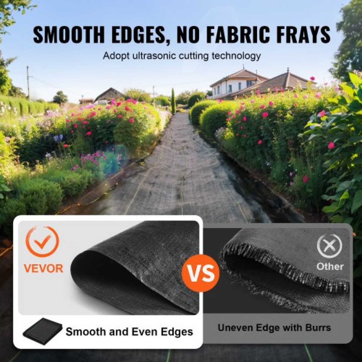 VEVOR Weed Barrier Landscape Fabric, 4*100FT Heavy Duty Garden Weed Fabric, Woven PP Weed Control Fabric, Driveway Fabric, Geotextile Fabric for Landscape, Ground Cover, Weed Blocker Weed Mat, Μαύρο