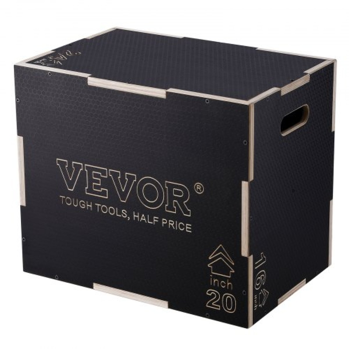 VEVOR 3 σε 1 Plyometric Jump Box, 24/20/16 Inch Wooden Plyo Box, Platform & Jumping Agility Box, Anti-slip Fitness Step Up Box for Home Gym Training, Conditioning Strength Training, Μαύρο