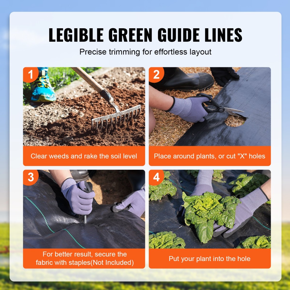 VEVOR Weed Barrier Landscape Fabric, 4*50FT Heavy Duty Garden Weed Fabric, Woven PP Weed Control Fabric, Driveway Fabric, Geotextile Fabric for Landscape, Ground Cover, Weed Blocker Weed Mat, Μαύρο