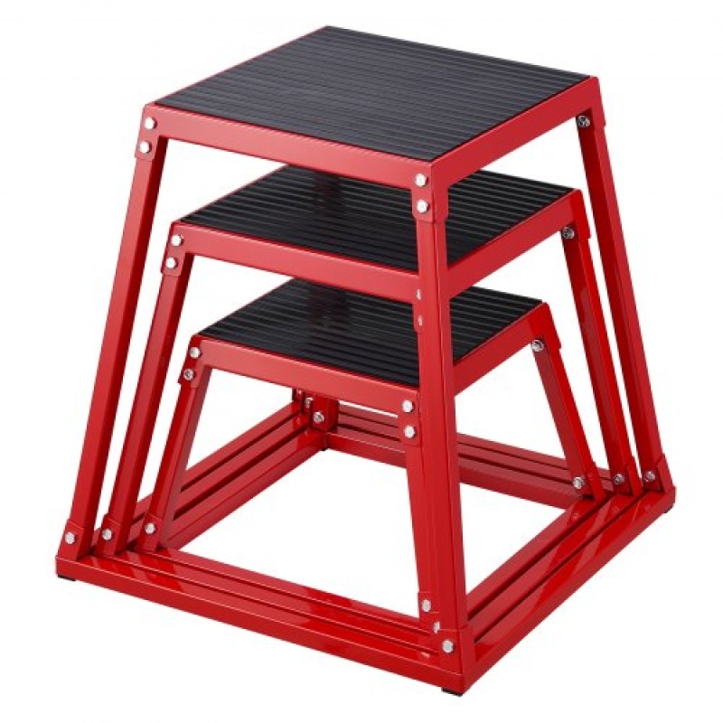 VEVOR Plyometric Jump Boxes, 12/18/24 Inch Plyo Box, Platform and Jumping Agility Box, Anti-slip Fitness Exercise Step Up Box for Home Gym Training, Conditioning Strength Training, Κόκκινο