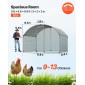 VEVOR Metal Chicken Coop, 9.8x6.5x6.5ft Μεγάλες πίστες κοτόπουλου με κάλυμμα, περίβλημα Doom Roof Hen House με κλειδαριά ασφαλείας, Στυλό πουλερικών για υπαίθριο κλουβί πάπιας για αυλή, φάρμα, αυλή
